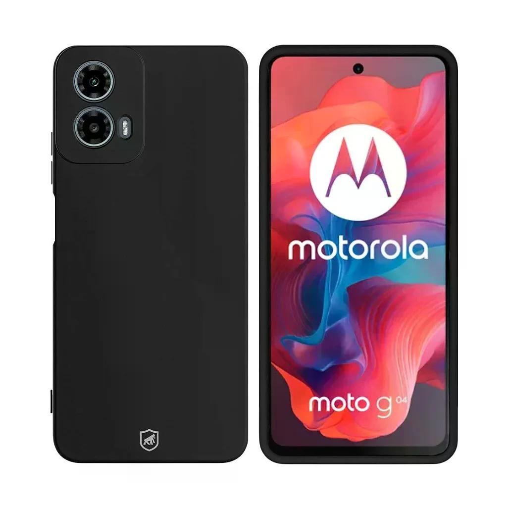 Capa Case Capinha Silicone Veloz Preta p/ Motorola Moto G04 / G04s com Proteção de Câmera - Gshield
