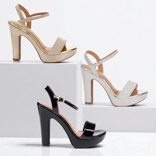 Sandália Feminina Vizzano Salto Alto Bloco Grosso Meia Pata Plataforma Casamento Brilho 6292200 em Oferta na Shopee