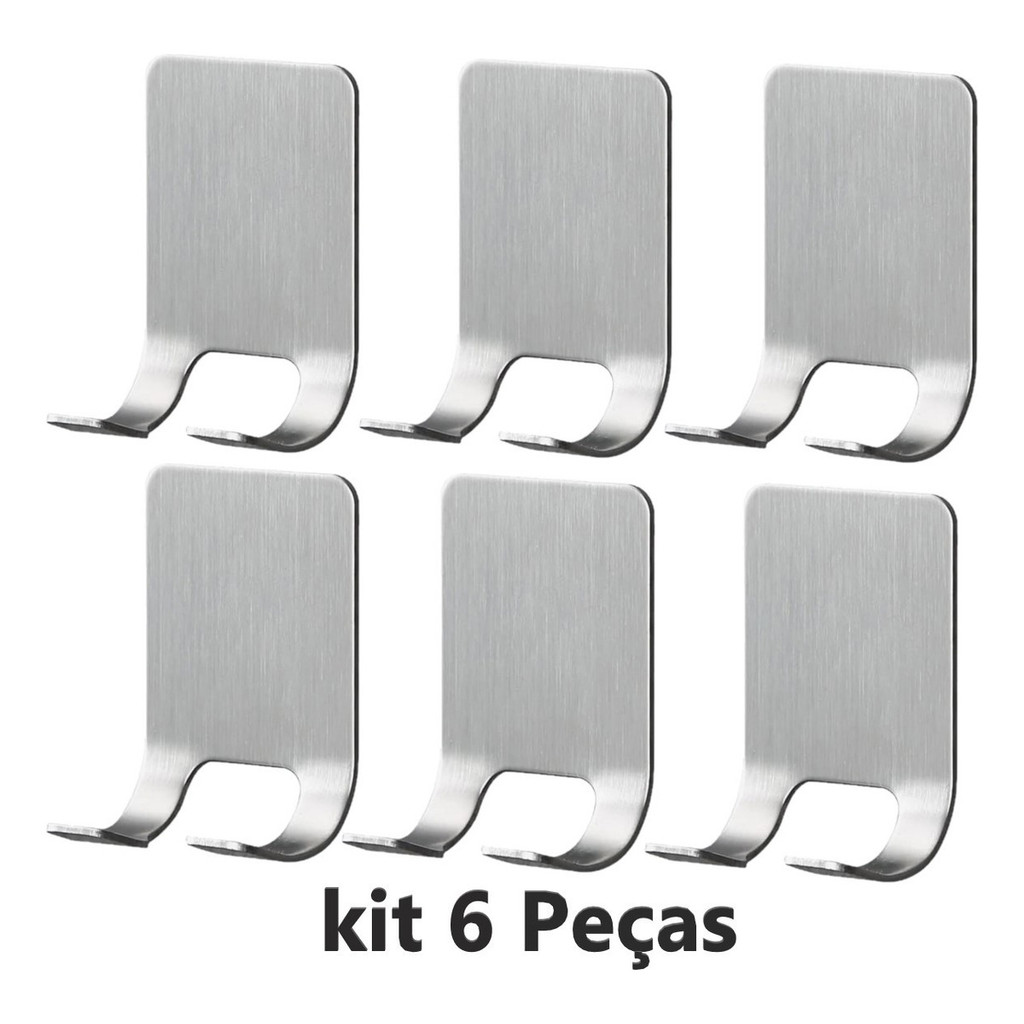 6 Suporte P/ Prestobarba Barbeador Multiuso Aço Inox Adesivo
