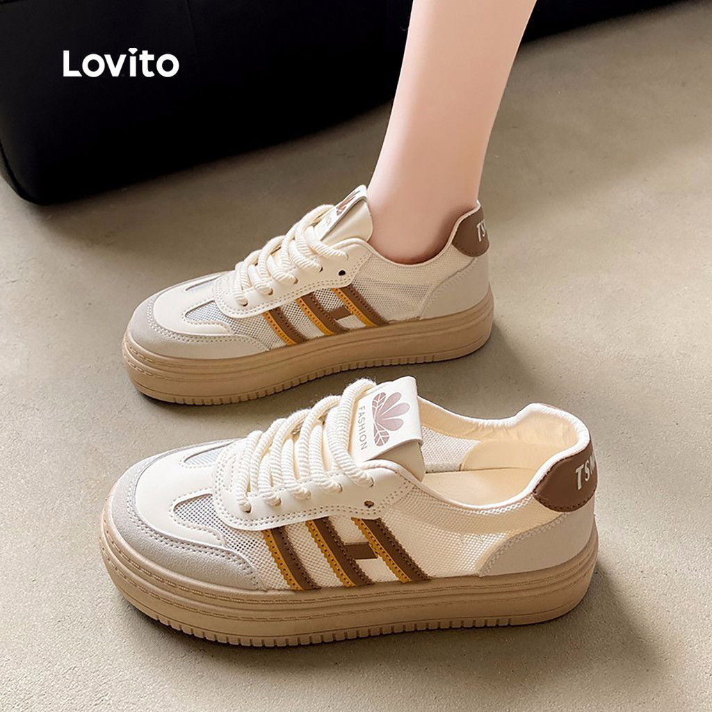 Lovito Tênis Casuais com Sola Grossa Clássico e Versátil para Todas As Estações Tênis azul LFA85018 - Women Shoes