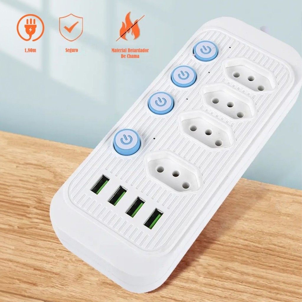 Filtro De Linha Extensão Eletrica Regua De Tomada Com Usb. em Oferta na Shopee