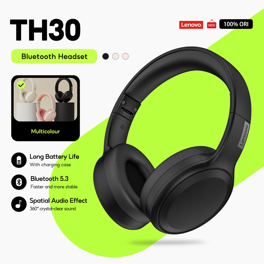 Lenovo Fones De Ouvido TH30 Bluetooth TWS Com Som Estéreo HD Música Microfone Esportes em Oferta na Shopee