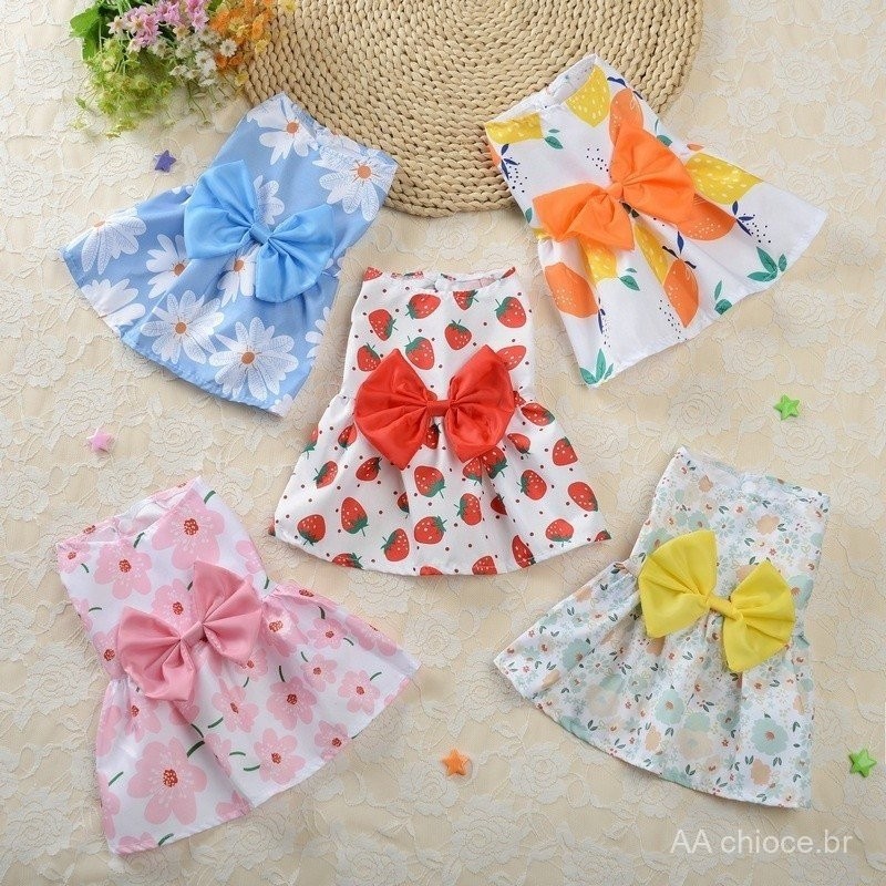 Vestido Floral Princesa para Cachorro Pequeno 2023 Estilo Primavera Teddy Novo Pet Saia Fofa Verão Slim NYAR&-&&