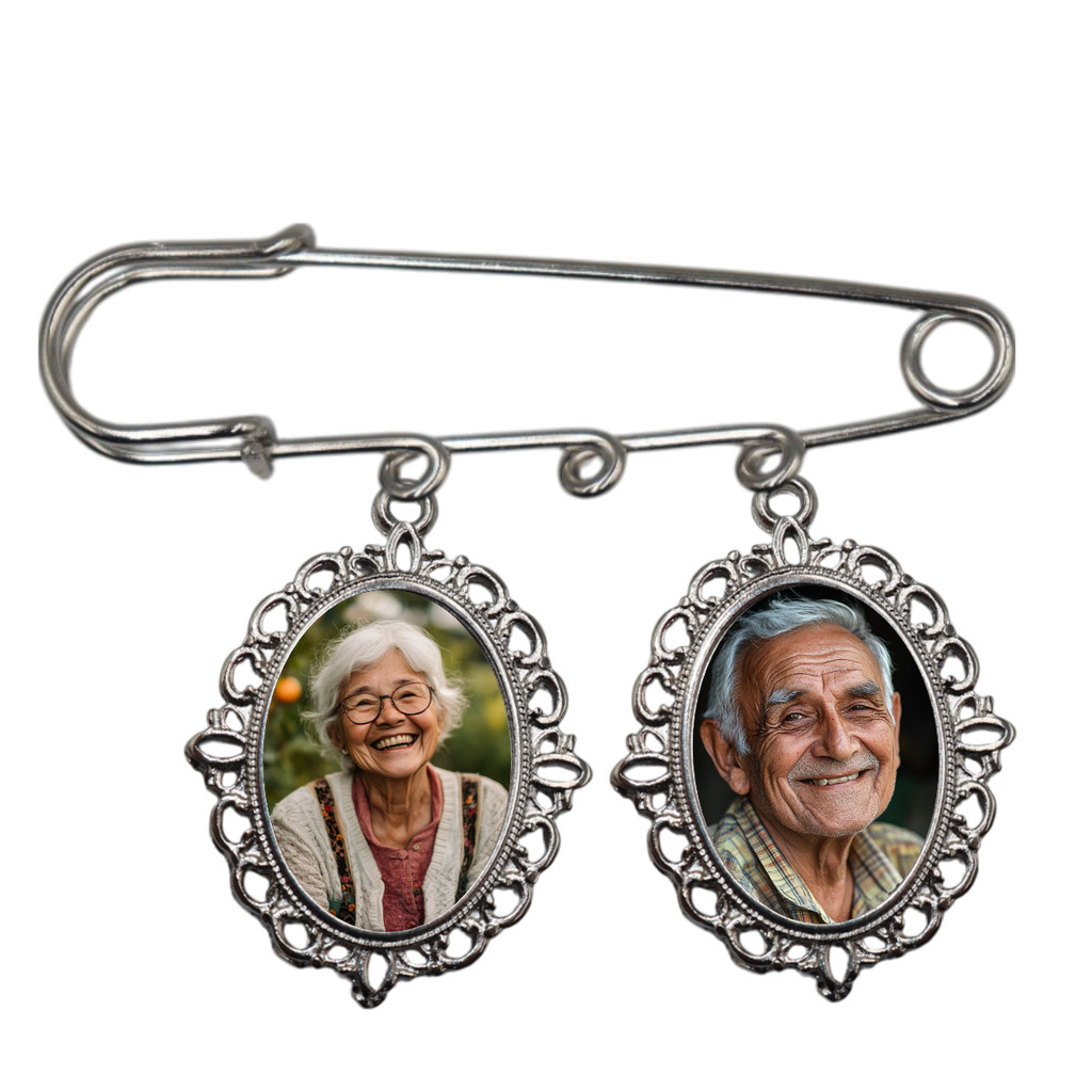 2 Pingente Com Foto Relicario  Alfinite Para Buque Noiva Casamento Terno Noivo Fotos Familiares em Oferta na Shopee