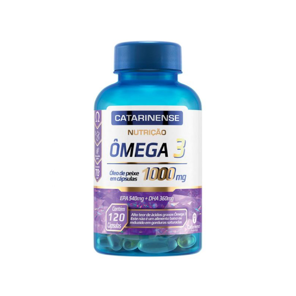 Nutrição Ômega 3 Óleo de Peixe em cápsulas Com 1000mg Catarinense Em 120 Cápsulas