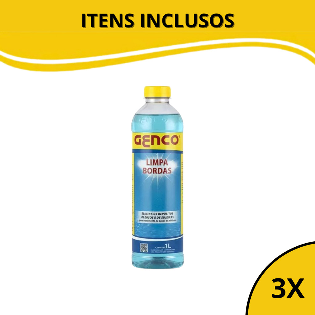 Detalhes do Kit 3 Limpa Borda Para Piscina 1l Desengordurante Genco