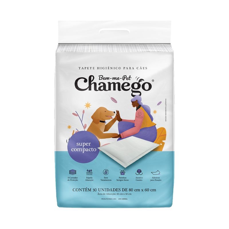 TAPETE HIGIÊNICO COMPACTO CHAMEGO 80X60CM - 30 UNIDADES em Oferta na Shopee