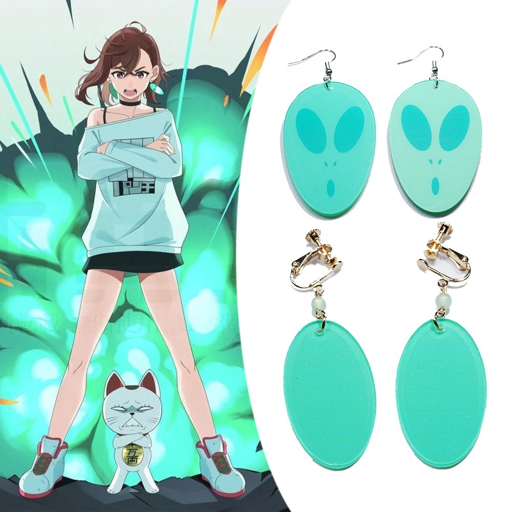 Anime DAN DA Brincos Ayase Momo Elíptico Alienígena Acrílico Clipe De Orelha Halloween Moda Homem Mulher Cosplay Acessór