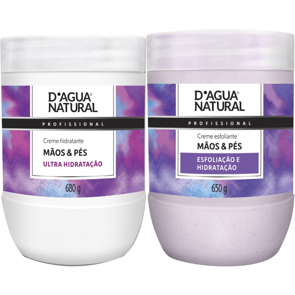 COMBO CREME ESFOLIANTE E HIDRATANTE PÉS E MÃOS DÁGUA NATURAL