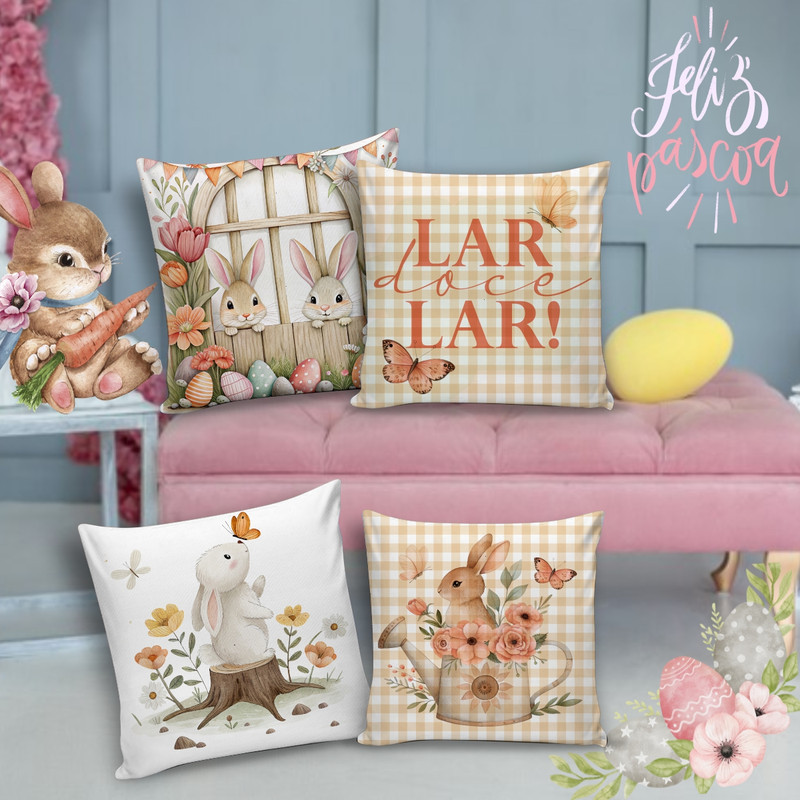 KIT 4 CAPAS PARA ALMOFADAS DE PÁSCOA 45X45CM ALMOFADA DE NÓ ENCHIMENTO SILICONE LAR DOCE LAR em Oferta na Shopee