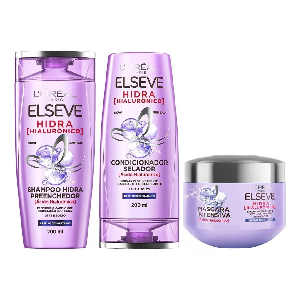 Kit Shampoo + Condicionador + Máscara Hidra Hialurônico Elseve - Beauty