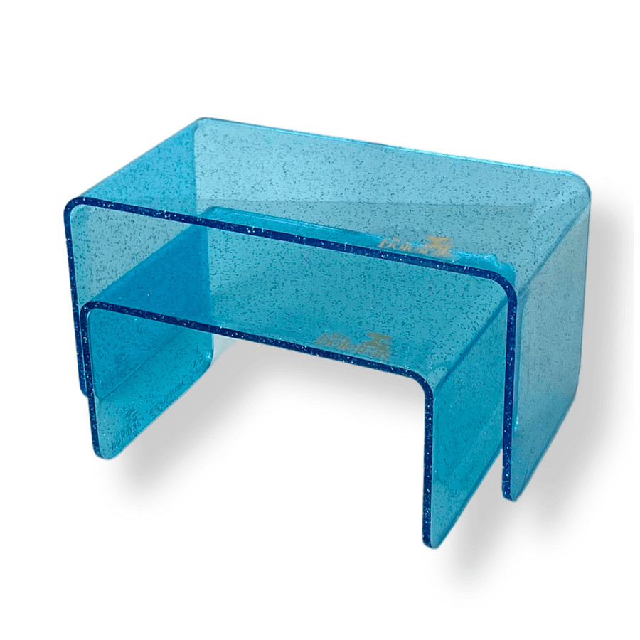 Kit Suporte para Doces Elevadores Clean Glitter - Azul Bebê - 2 unidades - Só Boleiras - Rizzo