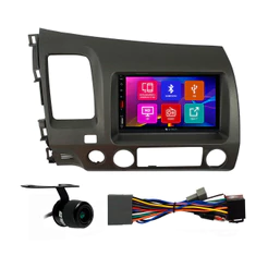 Kit Multimidia 7 Pol New Civic 2007 2008 2009 2010 2011 Android Auto Carplay Qa+ 2 Din Grafite Espelhamento Camera Ré