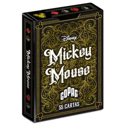 BARALHO MICKEY MOUSE DISNEY 55 CARTAS POKER SIZE COPAG PRETO DOURADO MINNIE TEMÁTICO DESENHO COLEÇÃO