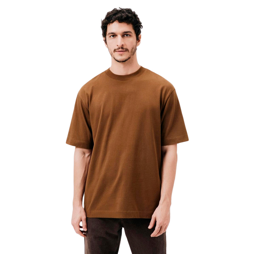 Camiseta Hering Marrom Manga Curta Relaxed Super Cotton