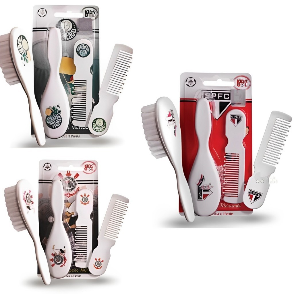 Kit Pente escova Bebe Infantil Times KidsGol