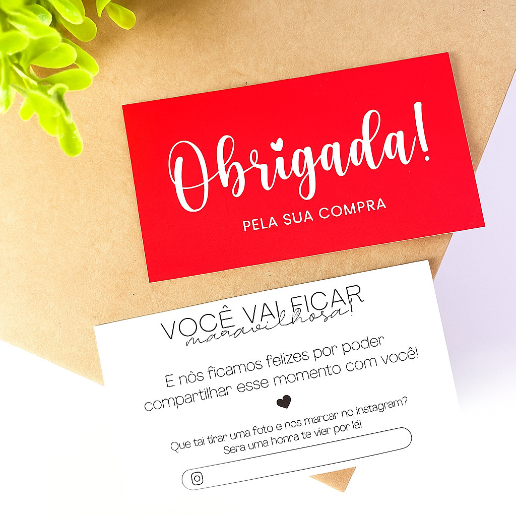 Cartão Tag de Agradecimento Para Clientes Obrigada Pela Sua Compra 5x9cm