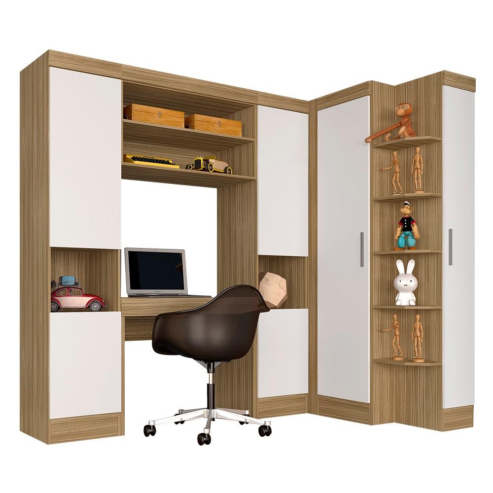 Guarda Roupa Modulado Com Penteadeira Cleo Bor/bran - Móveis Arapongas