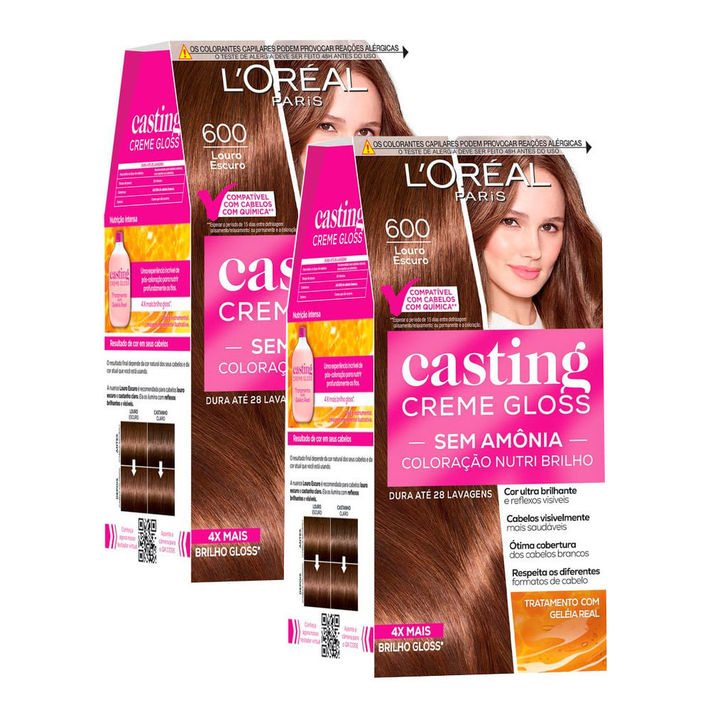 Tintura Casting Creme Gloss L'oréal Paris 600 Louro Escuro | Kit com duas unidades - Beauty