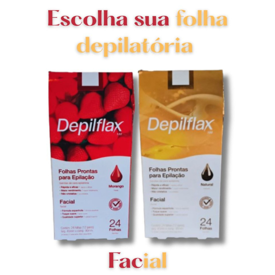 24 Folhas Prontas p/ Depilação Facial Morango ou Natural  Depilflax buço sobrancelha em Oferta na Shopee