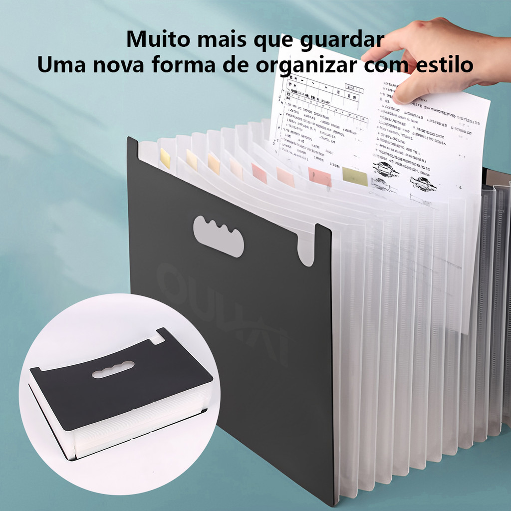 Pasta com 24 Divisórias / 12 Divisórias Organizadora de Documentos Sanfonada Multiuso