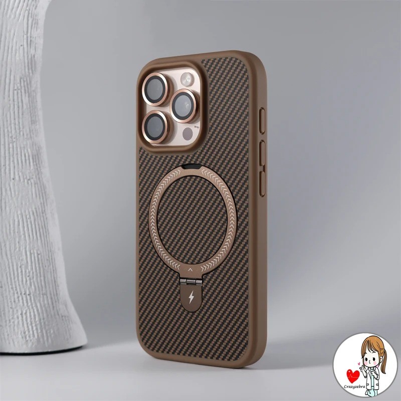 Desert Gold Fibra De Carbono Tela De Seda Suporte Circular Capa De Telefone Adequado Para IPhone 11 12 13 14 15 16 Pro M em Oferta na Shopee