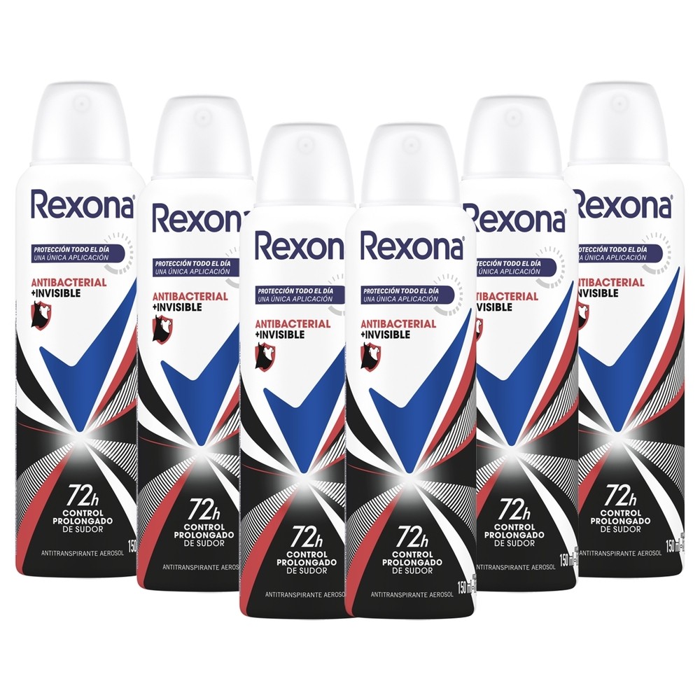 Kit 6 und Desod Aero Rexona Antibacterial + Invisible 150ml em Oferta na Shopee