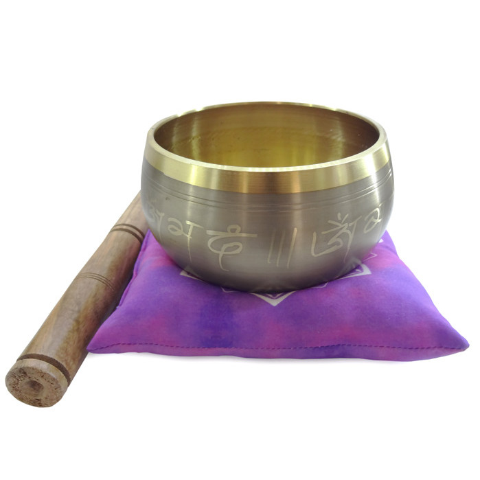 Tigela Tibetana Orin 7 Metais Sagrados 13 cm Cinza