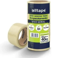 Fita Adesiva Transparente PP 40m X 45mm Alltape - Pacote com 4 Rolos