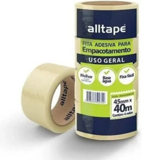 Fita Adesiva Transparente PP 40m X 45mm Alltape - Pacote com 4 Rolos