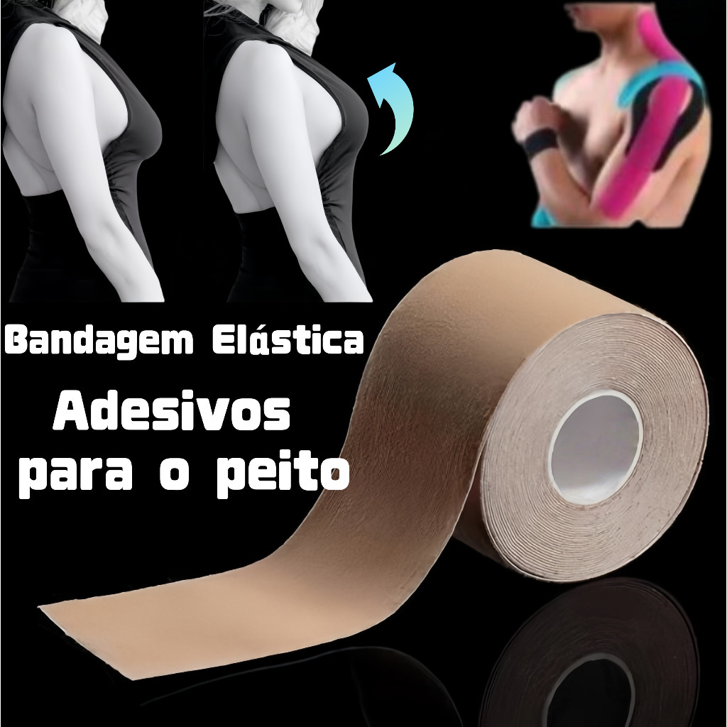 Bandagem Elástica  Fita Kinesio Sutiã Rolo Adesivo Levanta Peito Seio Fita Boob Tape Invisível
