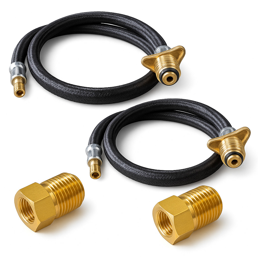 Kit 2 Pigtail P45 1mt + 2 Válvula De Retenção 1/2 Npt X 7/16