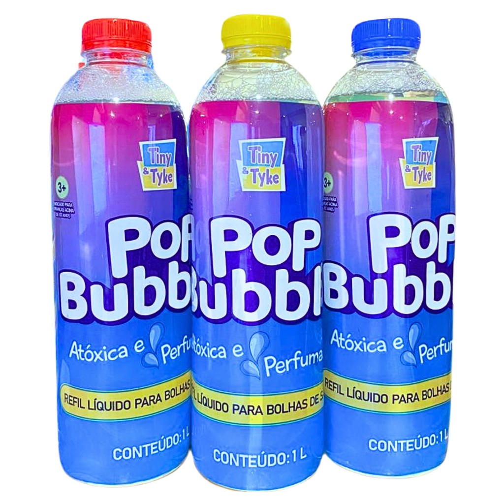 Kit 3 Unidades Refil Bolha De Sabão Liquido Bubble Pop 1L - Tiny & Tyke em Oferta na Shopee