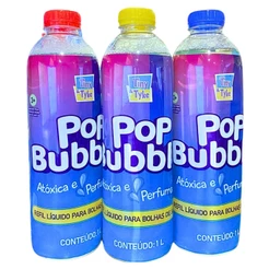 Kit 3 Unidades Refil Bolha De Sabão Liquido Bubble Pop 1L - Tiny & Tyke