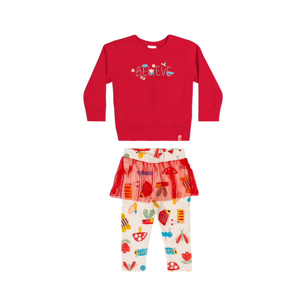 Conjunto Bebê Menina Believe Yourself Elian Vermelho - Baby & Kids Fashion