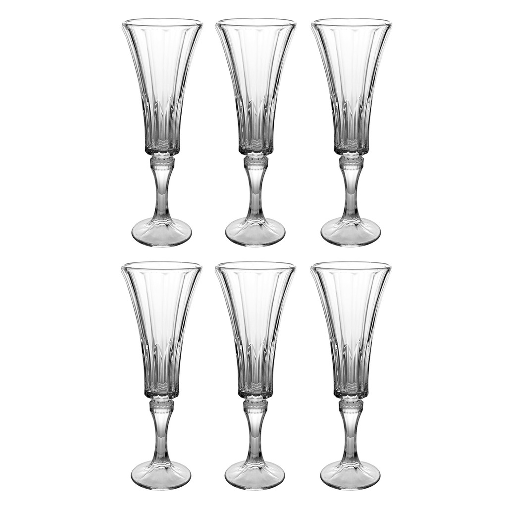 Jogo de 6 Taças Champanhe Jennie 160ml Em Vidro Elegante em Oferta na Shopee