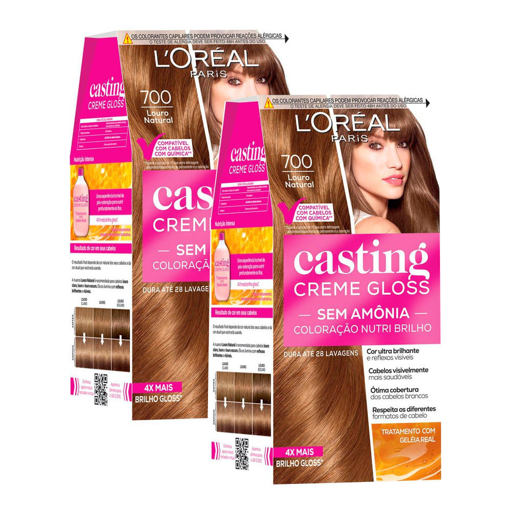 Tintura Casting Creme Gloss L'oréal Paris 700 Louro Natural | Kit com duas unidades - Beauty