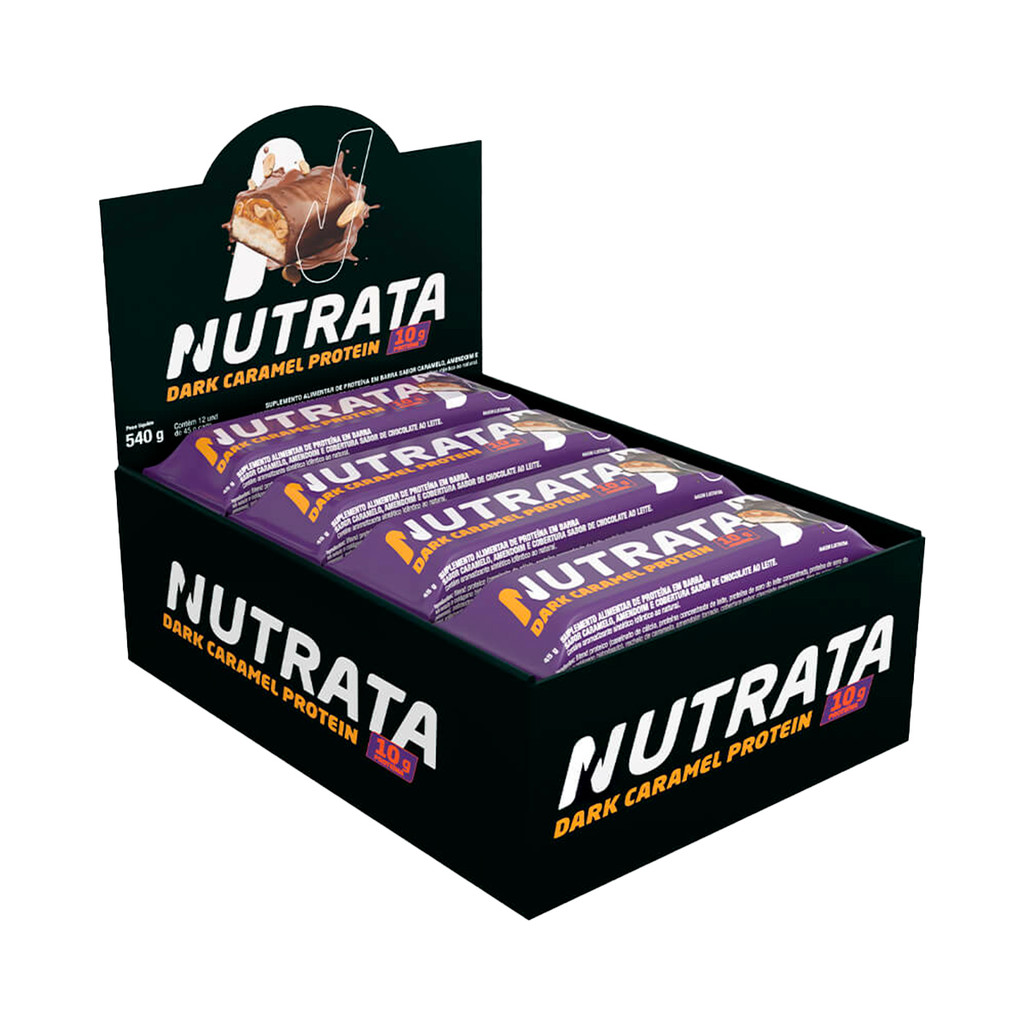 BARRA PROTEÍNA - SABOR DARK CARAMEL PROTEIN CX/ 12un x 45g - NUTRATA