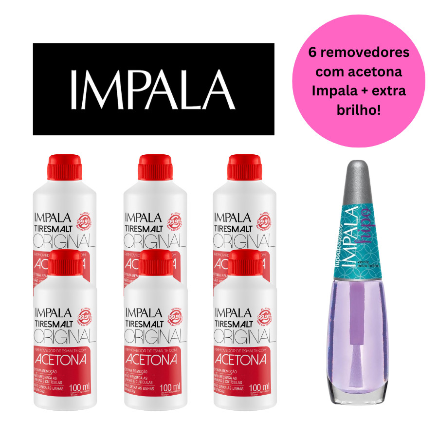 6 REMOVEDORES DE ESMALTE COM ACETONA TIRESMALT ORIGINAL 100ml