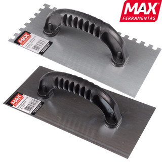 Desempenadeira Massa Corrida Gesso Max 25.5cmx12cm Lisa/Dentada Drywall/Piso Aço Inox Profissional