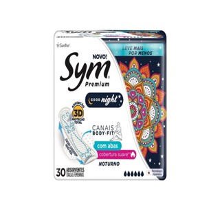 Absorvente Sym Premium Noturno Suave c/ Abas - Embalagem com 30 Unidades em Oferta na Shopee