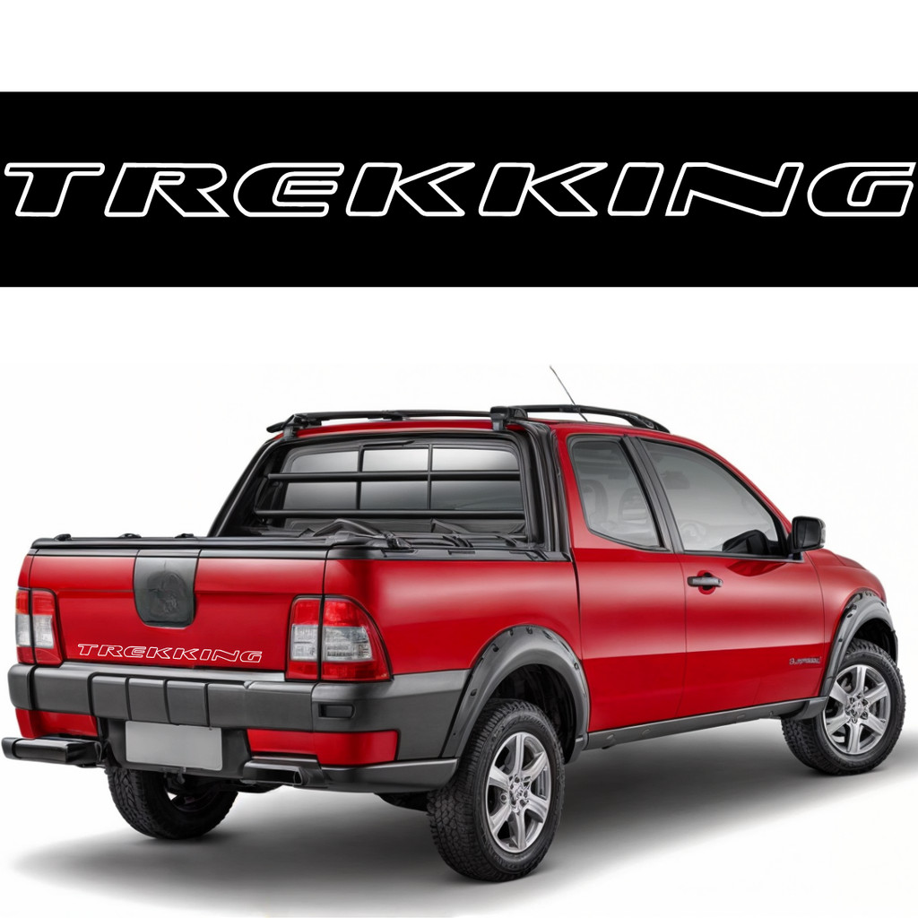 Adesivo Faixa Traseira Porta Caçamba Fiat Strada Trekking Branco 2014 2015 16 17