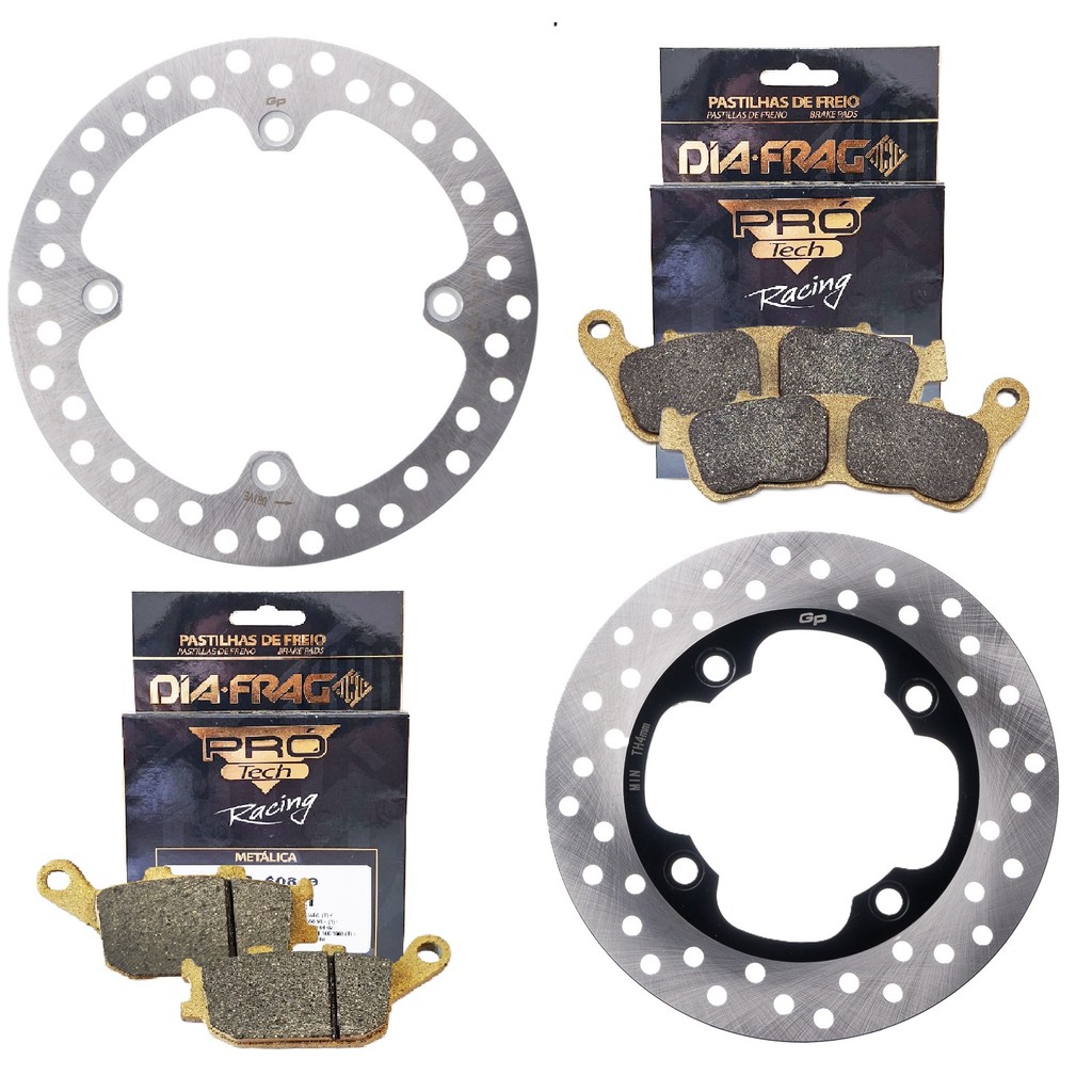 Discos de Freio Xre 300 Com Abs 2009-2018 + Pastilhas Diafrag (Metálicas)