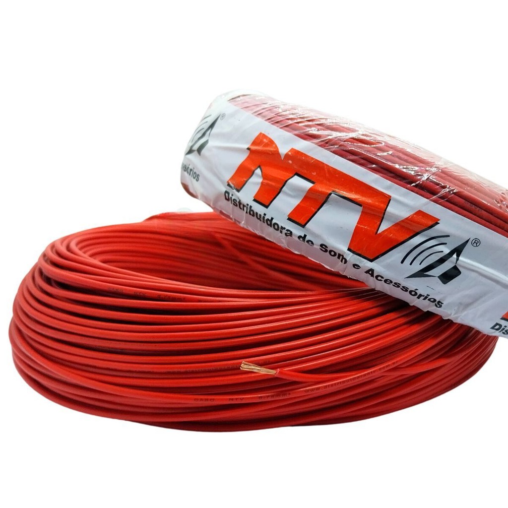 15 METROS CABO AUTOMOTIVO 0,75 MM FIO PURO COBRE FLEXIVEL NTV ALTA QUALIDADE SOM PARA VEÍCULOS