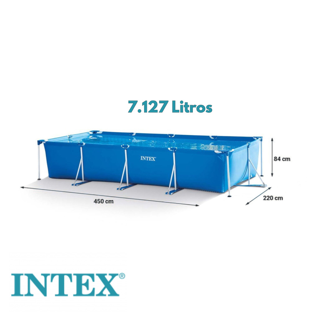Piscina Estrutural Retangular 7.127 Litros Intex Armação de Metal 2,2x4,5M · foto 2