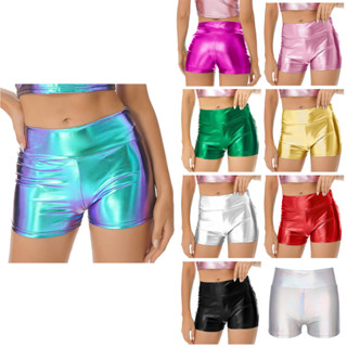 Aislor Womens Metallic Shiny Patent Leather Hot Shorts High Waist Short Pants Rave Party Club Bottoms em Oferta na Shopee
