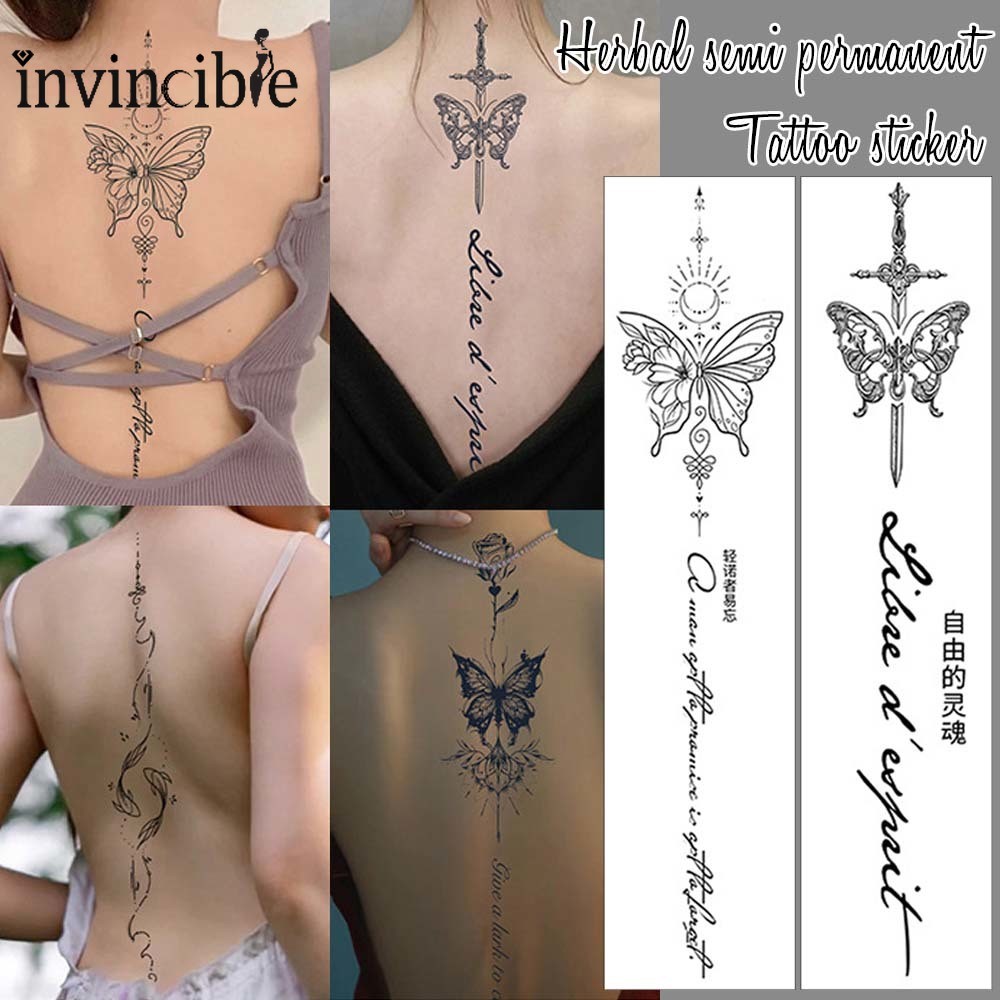 Alfabeto À Prova D'água Linha Longa Sexy Adesivos De Tatuagem Nas Costas-Tatuagens Temporárias DIY Arte Corporal Decalqu