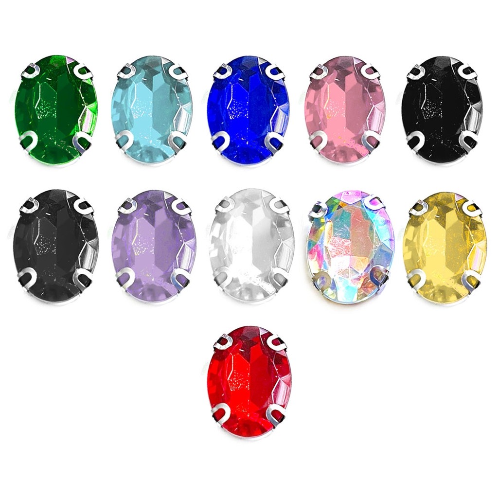 Chaton Engrampado Oval 200 Unidades 10Mm X 8Mm Plástico Para Bijuterias Alta Qualidade