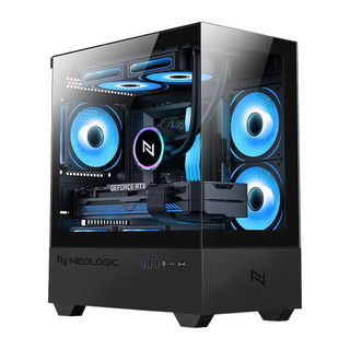 GABINETE GAMER NEOLOGIC AQUARIO APEX BLACK, MID-TOWER MATX, LATERAL E FRONTAL DE VIDRO, PRETO, 3 FANS RGB - NL-APEX em Oferta na Shopee