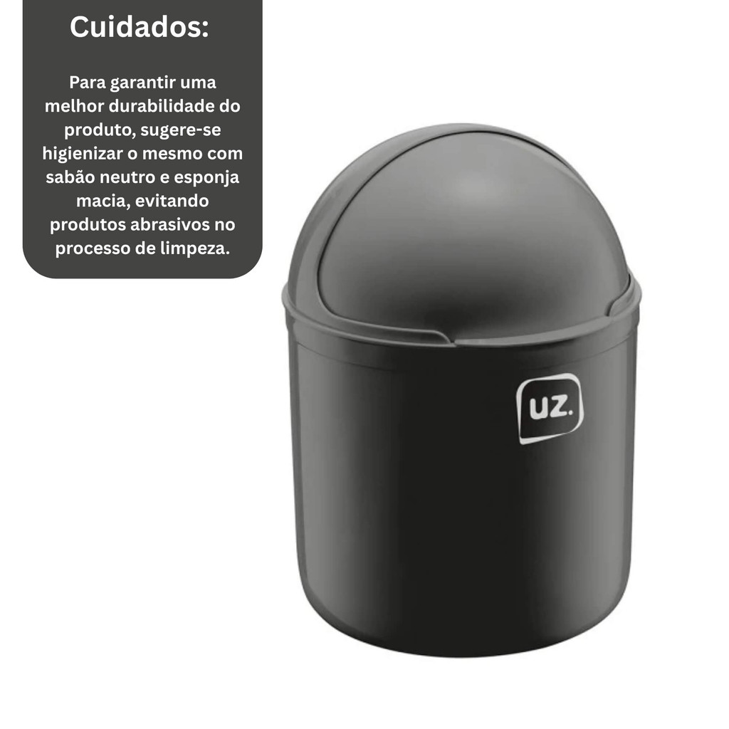 Detalhes do Lixeira de Pia 4 Litros Preto UZ Utilidades - UZ350-PR